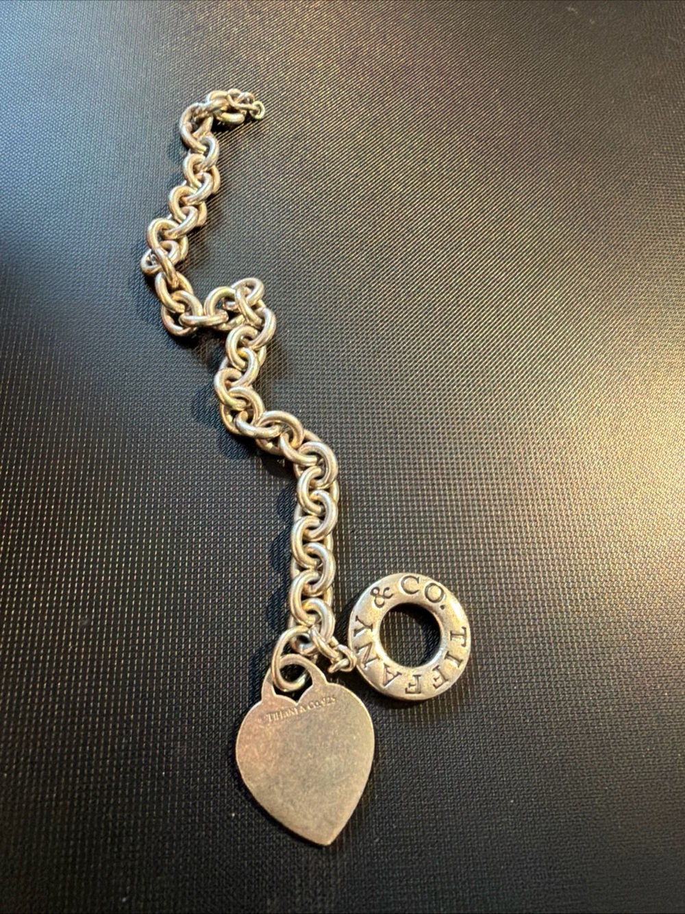 Tiffany & Co. Silver Heart and Round Toggle Charm Bracelet - Silver